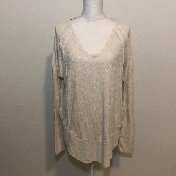 NEW! FREE PEOPLE thermal top - oatmeal heather - Picture 3 of 12
